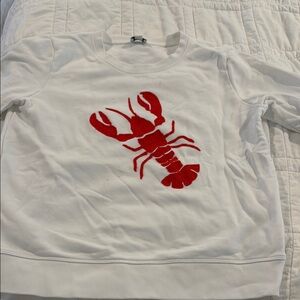 J. Crew White Sweatshirt with Red Lobster Design